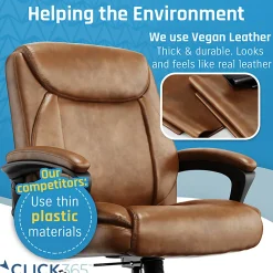 Click365 Transform 1.0 Ergonomic Bonded Leather Mid-Back Manager Office Chair, Cognac