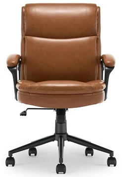 Click365 Transform 2.0 Ergonomic Bonded Leather Mid-Back Office Chair, Cognac/Black