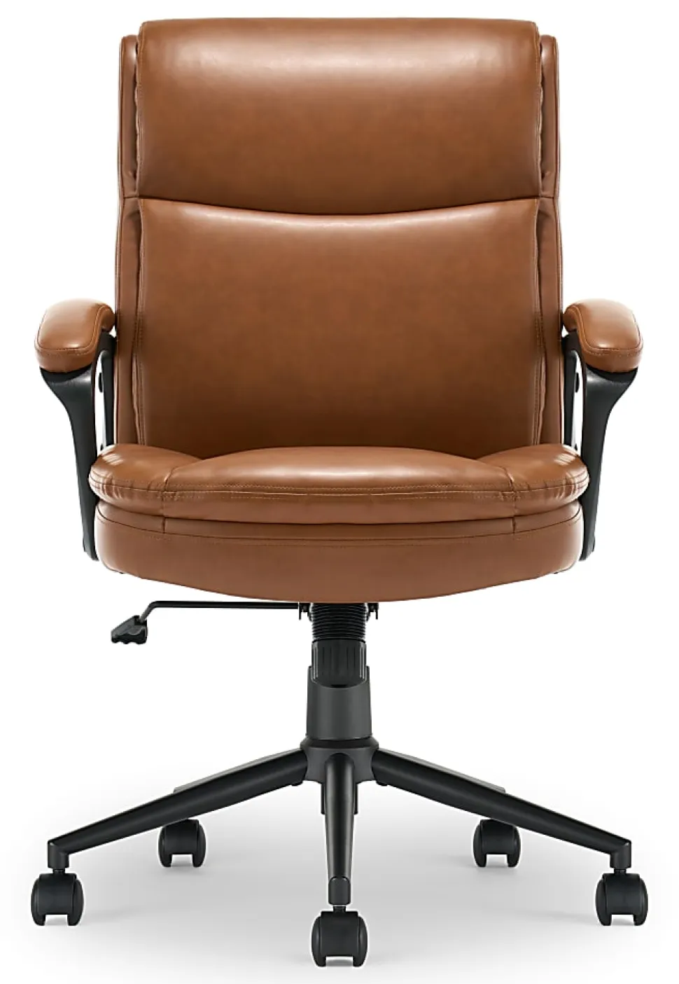 Click365 Transform 2.0 Ergonomic Bonded Leather Mid-Back Office Chair, Cognac/Black