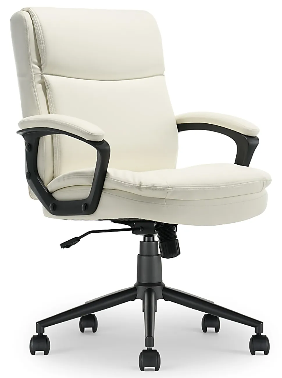Click365 Transform 2.0 Ergonomic Bonded Leather Mid-Back Office Chair, White/Black