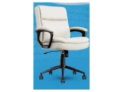 Click365 Transform 2.0 Ergonomic Bonded Leather Mid-Back Office Chair, White/Black