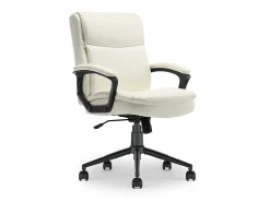 Click365 Transform 2.0 Ergonomic Bonded Leather Mid-Back Office Chair, White/Black