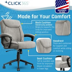 Click365 Transform 1.0 Ergonomic Faux Leather Mid-Back Manager Office Chair, Gray/Black
