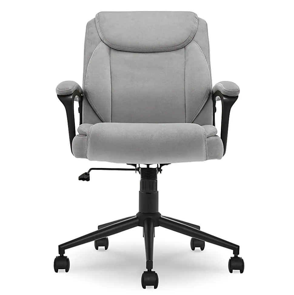 Click365 Transform 1.0 Ergonomic Faux Leather Mid-Back Manager Office Chair, Gray/Black