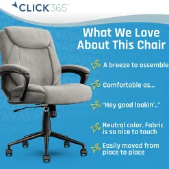 Click365 Transform 1.0 Ergonomic Faux Leather Mid-Back Manager Office Chair, Gray/Black
