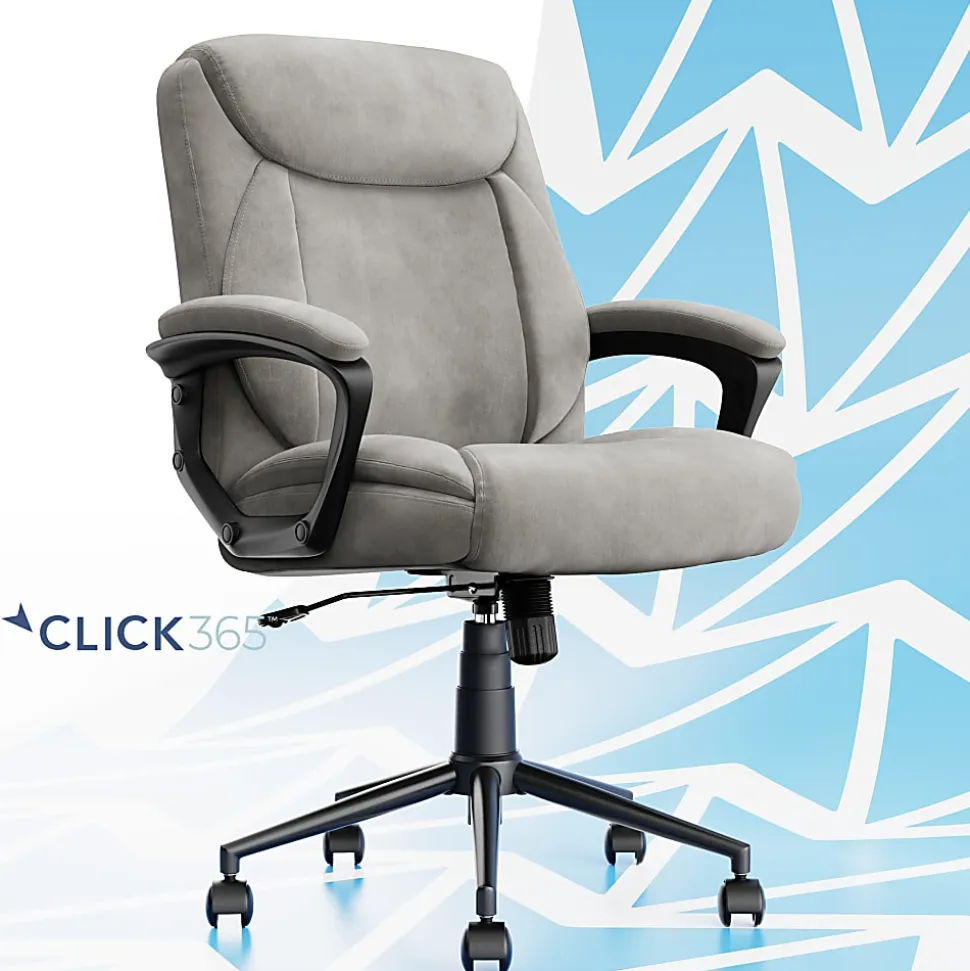 Click365 Transform 1.0 Ergonomic Faux Leather Mid-Back Manager Office Chair, Gray/Black