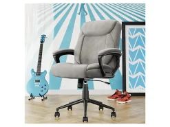 Click365 Transform 1.0 Ergonomic Faux Leather Mid-Back Manager Office Chair, Gray/Black