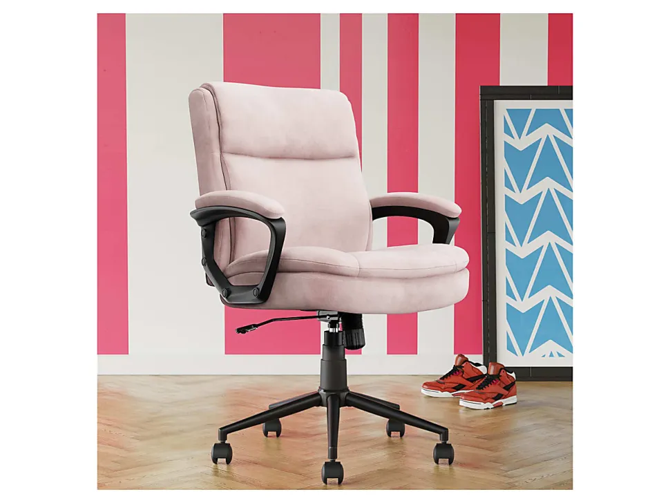 Click365 Transform 2.0 Ergonomic Fabric Mid-Back Desk Chair, Pink/Black