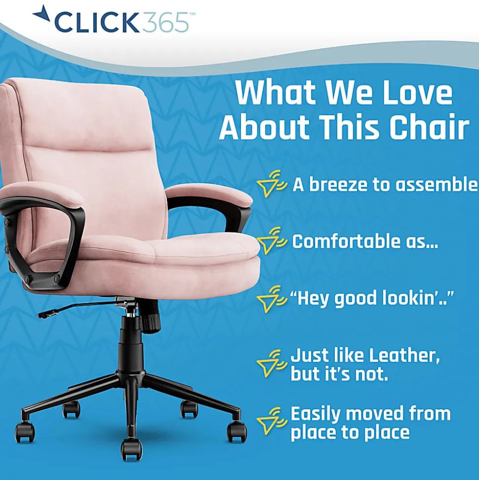 Click365 Transform 2.0 Ergonomic Fabric Mid-Back Desk Chair, Pink/Black