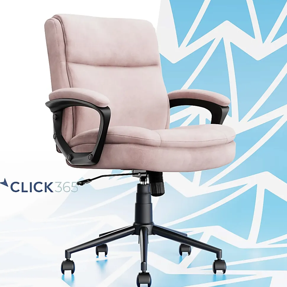 Click365 Transform 2.0 Ergonomic Fabric Mid-Back Desk Chair, Pink/Black