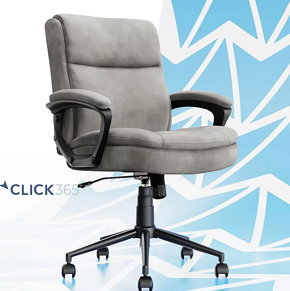 Click365 Transform 2.0 Ergonomic Fabric Mid-Back Desk Chair, Gray/Black