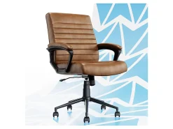 Click365 Transform 3.0 Ergonomic Vegan Leather Mid-Back Manager's Chair, Cognac
