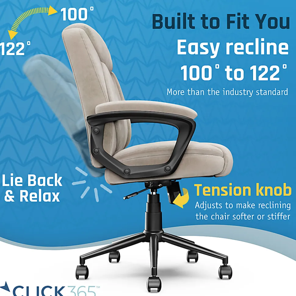Click365 Transform 1.0 Mid-Back Fabric Manager's Chair, Beige
