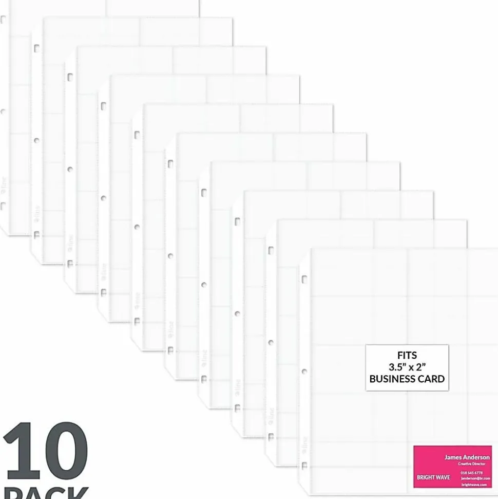 C-Line Business Card Holders Without Tabs, 8 1/8" x 11 1/4", 3-Hole Punched, Pack Of 10