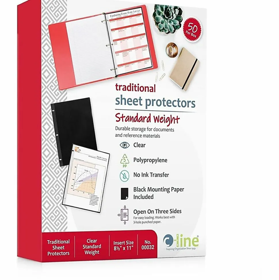 C-Line® Clear Poly Side-Load Sheet Protectors, 8 1/2" x 11", Box Of 50