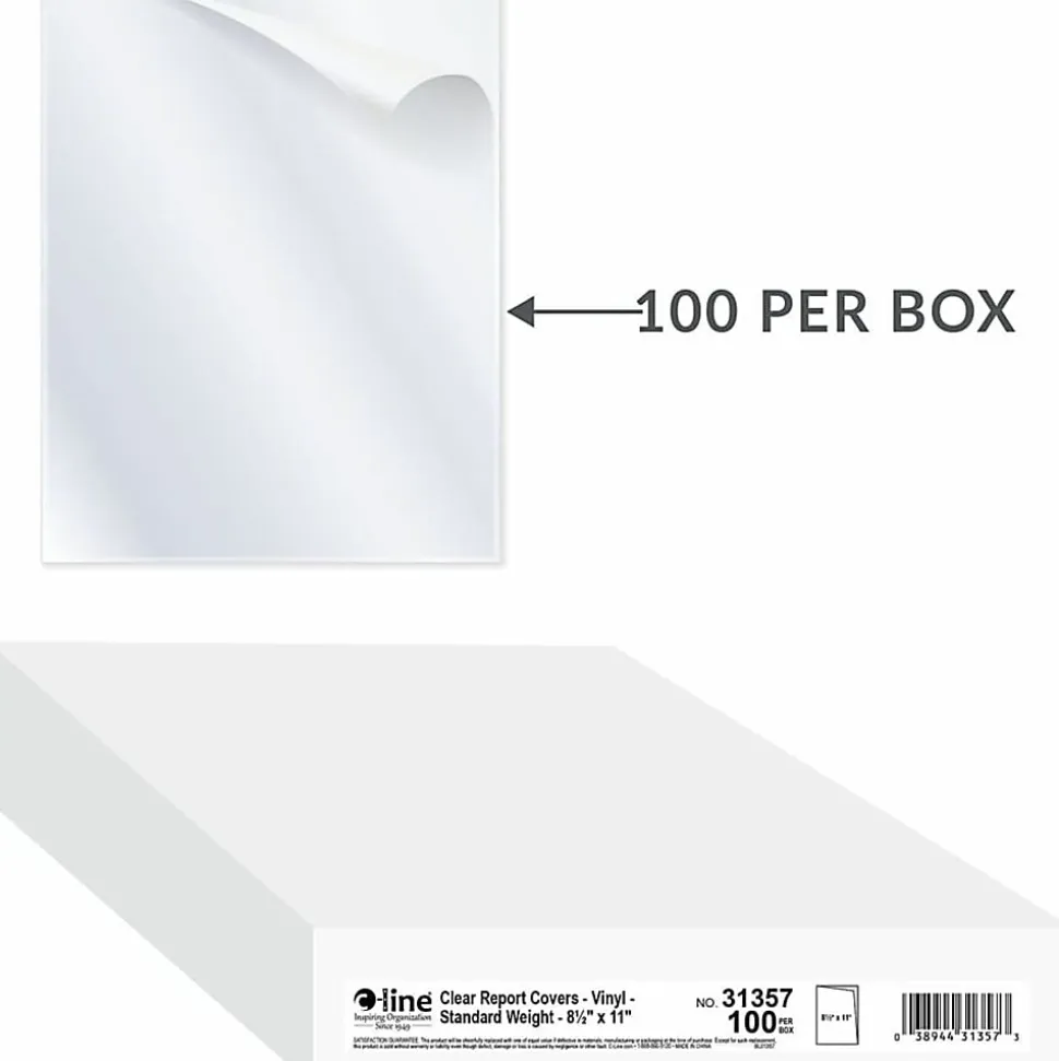 C-Line® Clear Report Covers, 8 1/2" x 11", Box Of 100