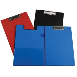 C-Line Clipboard Folders, 8-1/2" x 11", Blue/Red/Black, Pack Of 12 Folders