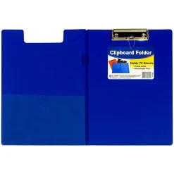 C-Line Clipboard Folders, 8-1/2" x 11", Blue/Red/Black, Pack Of 12 Folders