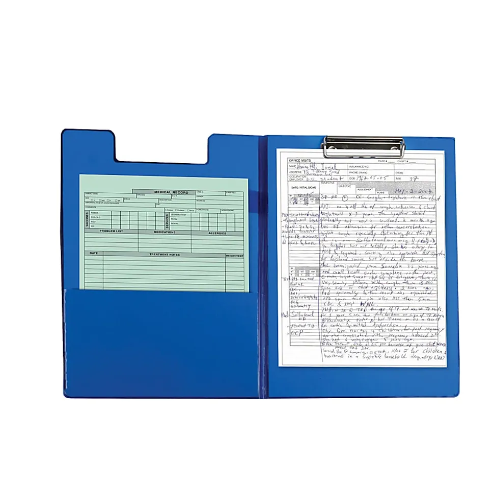 C-Line Clipboard Folders, 8-1/2" x 11", Blue/Red/Black, Pack Of 12 Folders