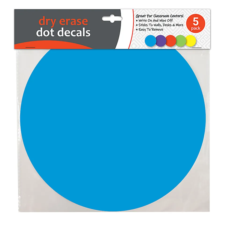 C-Line® Dry-Erase Stickers, 11" x 11", Assorted Colors, Pack Of 5 Stickers