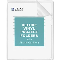 C-Line® Non-Glare Vinyl Project Folders, Letter Size, Clear, Box Of 50