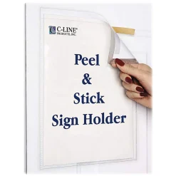 C-LineĀ® Peel/Stick Pockets With Antimicrobial Protection, Letter Size, Clear, Pack Of 10