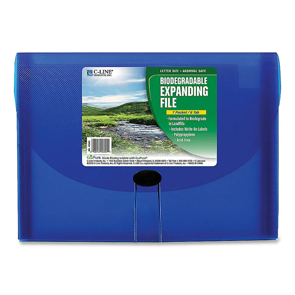 C-Line® 7-Pocket Expanding File, Letter Size, Blue