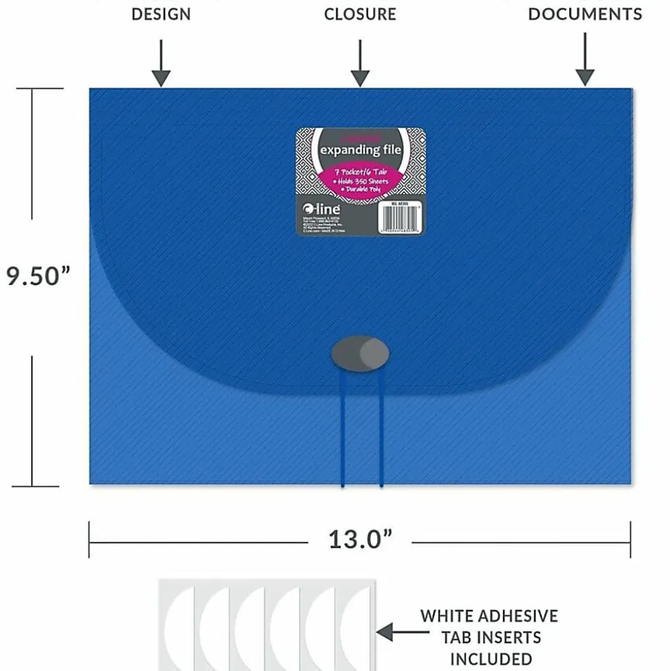 C-Line® 7-Pocket Expanding File, Letter Size, Blue