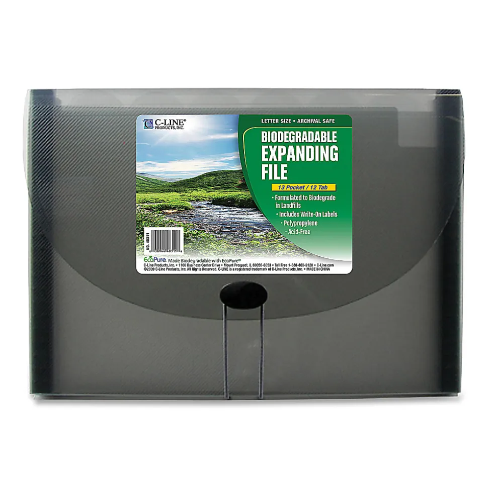 C-Line® 13-Pocket Expanding File, Letter Size, Smoke