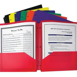 C-Line 2-Pocket 3-Hole Punched Portfolio Folders, 8-1/2" x 11", Letter Size, Assorted Colors, Pack Of 36 Folders