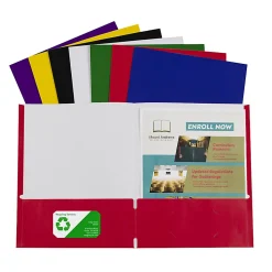 C-Line 2-Pocket Paper Folders, Letter Size, Assorted Colors, Pack Of 100 Folders