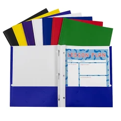 C-Line 2-Pocket Paper Folders With Prongs, Letter Size, Assorted Colors, Pack Of 100 Folders