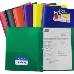 C-Line 2-Pocket Poly Folders With Prongs, Letter Size, Assorted Colors, Pack Of 36 Folders