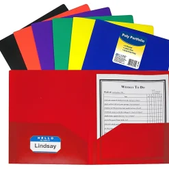 C-Line® 2-Pocket Poly Portfolios, Assorted Colors, Pack Of 36