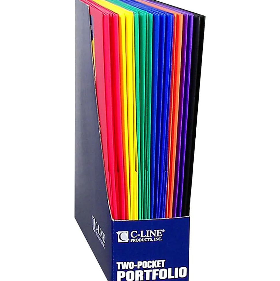 C-Line® 2-Pocket Poly Portfolios, Assorted Colors, Pack Of 36