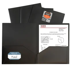C-Line 2-Pocket Poly Portfolios, 8-1/2" x 11", Black, Pack Of 25 Portfolios