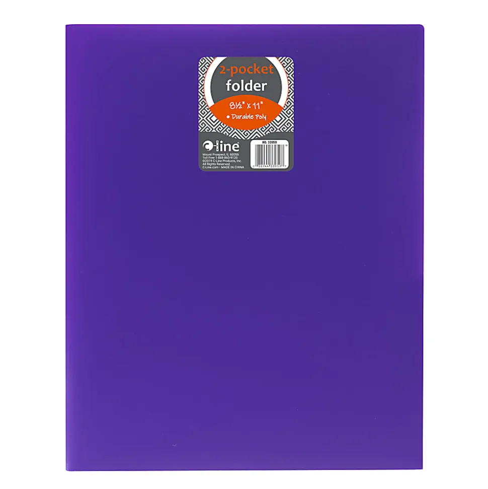 C-Line 2-Pocket Poly Portfolios, Letter Size, Purple, Pack Of 25 Portfolios