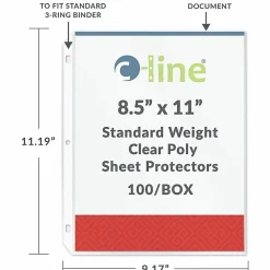C-Line® Polypropylene Top-Loading Sheet Protectors, 8 1/2