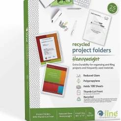 C-LineĀ® Project Folders, Letter Size (8 1/2" x 11"), 70% Recycled, Clear, Box Of 25