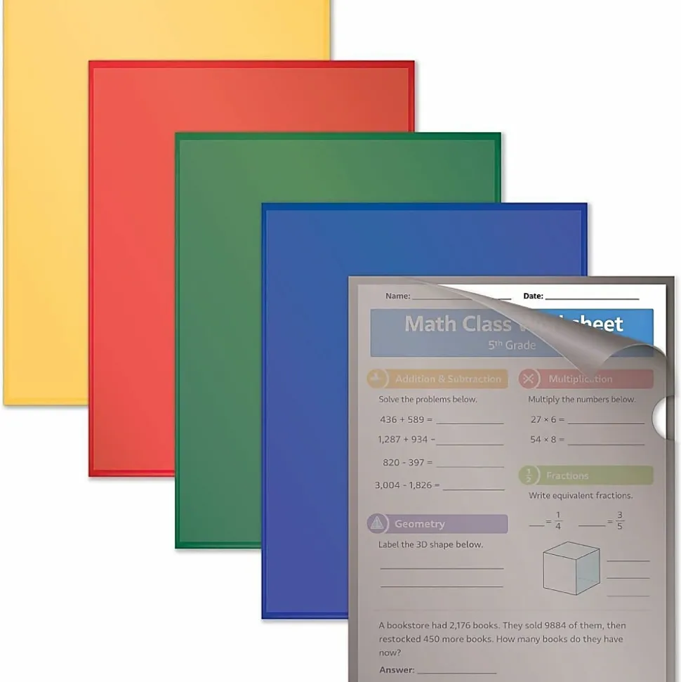 C-Line® Project Folders, Letter Size (8 1/2" x 11"), 70% Recycled, Assorted Colors, Box Of 25
