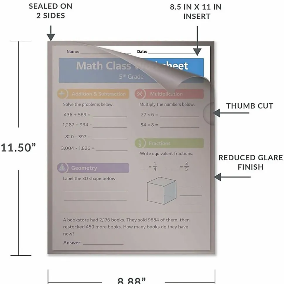 C-Line® Project Folders, Letter Size (8 1/2" x 11"), 70% Recycled, Assorted Colors, Box Of 25