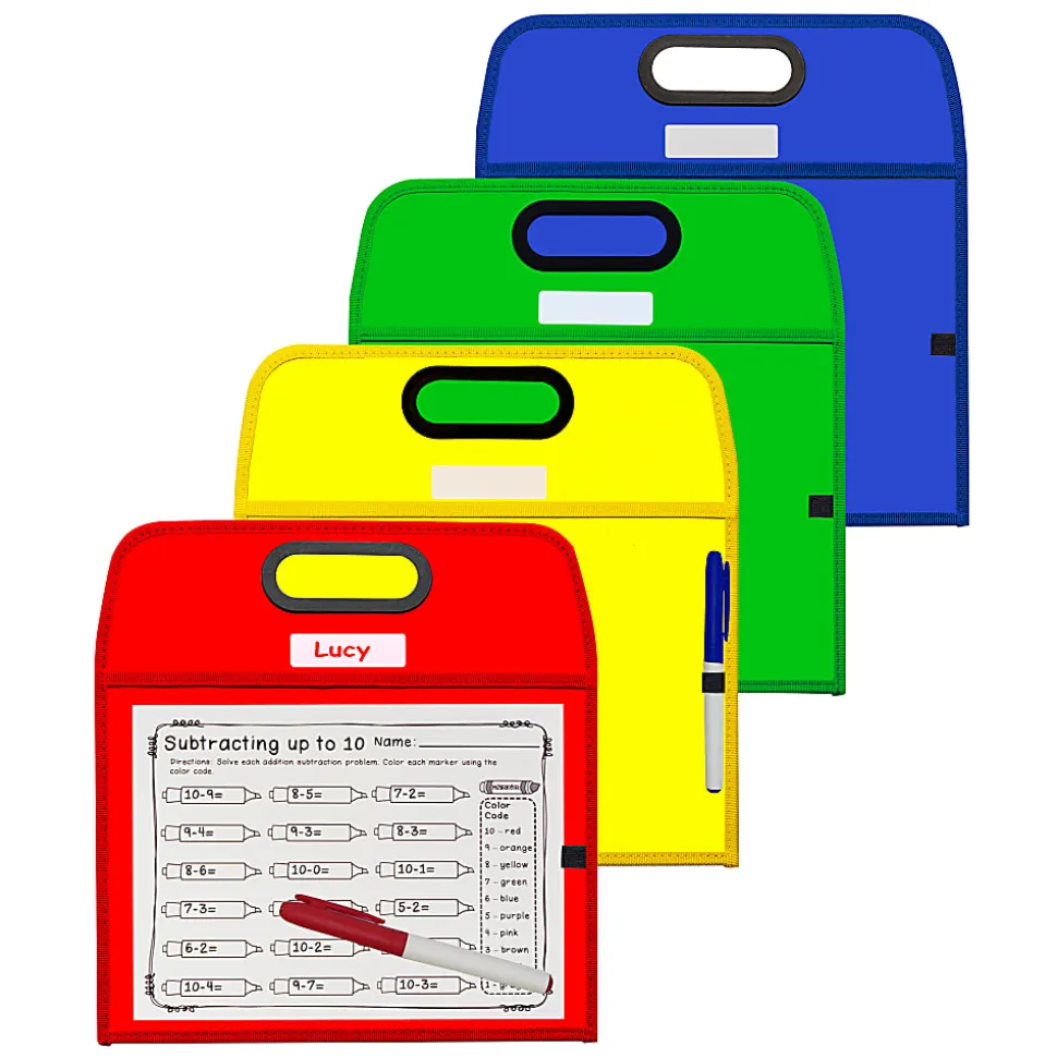C-Line Reusable Dry-Erase Pocket, 8-1/2" x 11", Assorted Colors