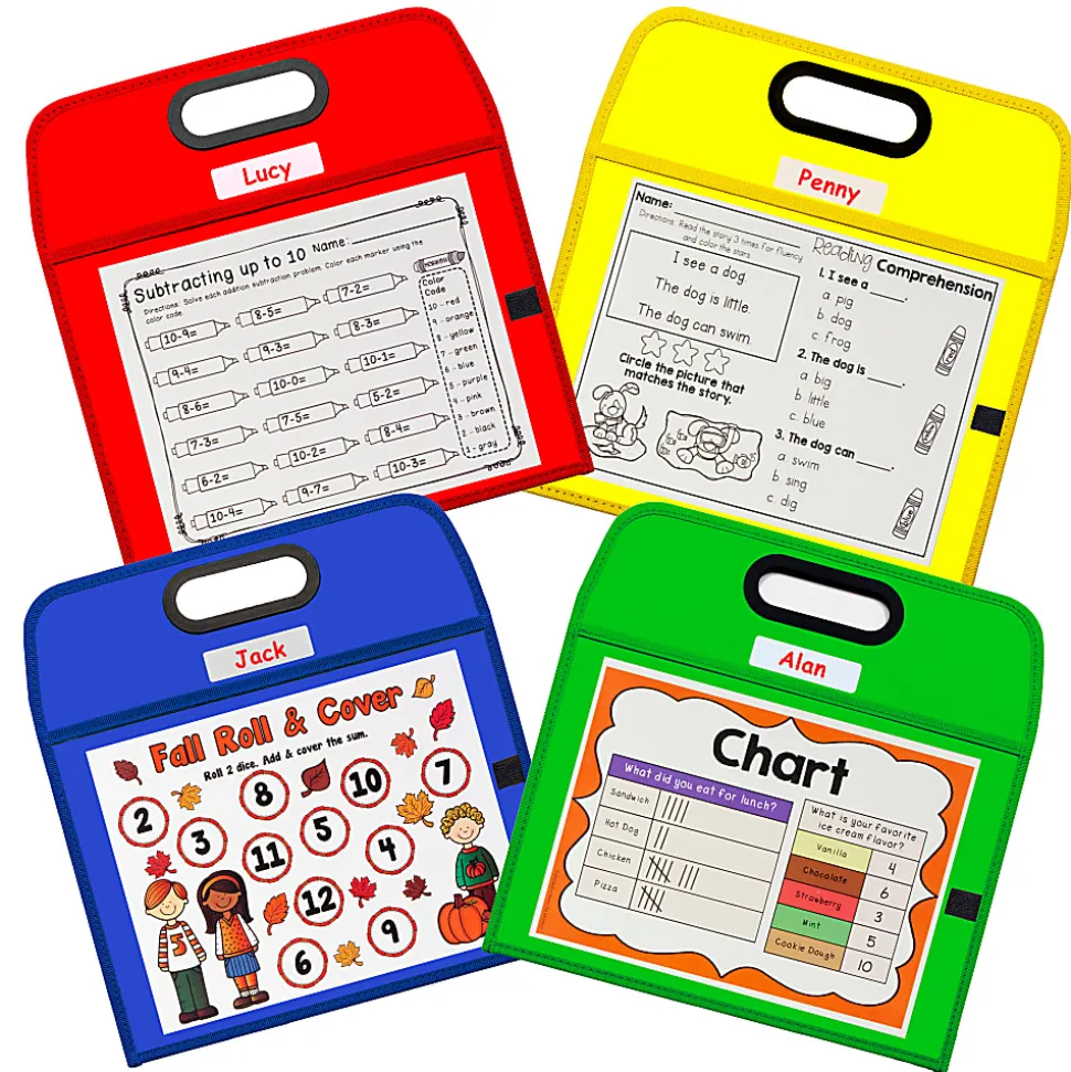 C-Line Reusable Dry-Erase Pocket, 8-1/2" x 11", Assorted Colors