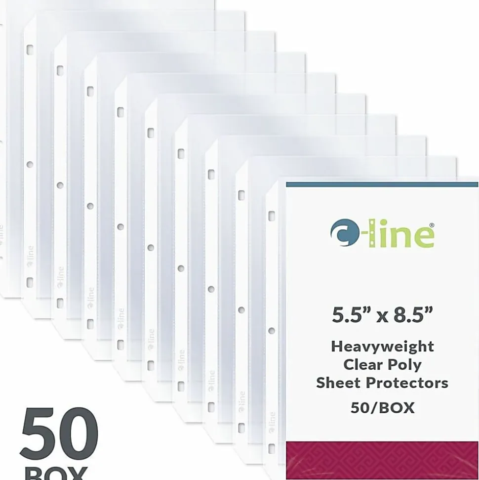 C-Line® Top-Loading Mini Sheet Protectors, 5 1/2" x 8 1/2", Box Of 50