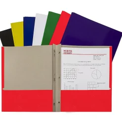 C-LineĀ® Two-Pocket Paper Portfolio Folder With Prongs, Assorted Colors, Pack Of 48