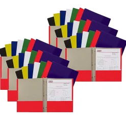 C-Line® Two-Pocket Paper Portfolio Folder With Prongs, Assorted Colors, Pack Of 48