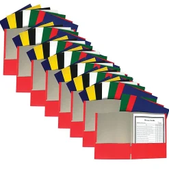 C-Line® Two-Pocket Paper Portfolio Folder Without Prongs, Letter Size (8-1/2" x 11"), Assorted Colors, Pack Of 60