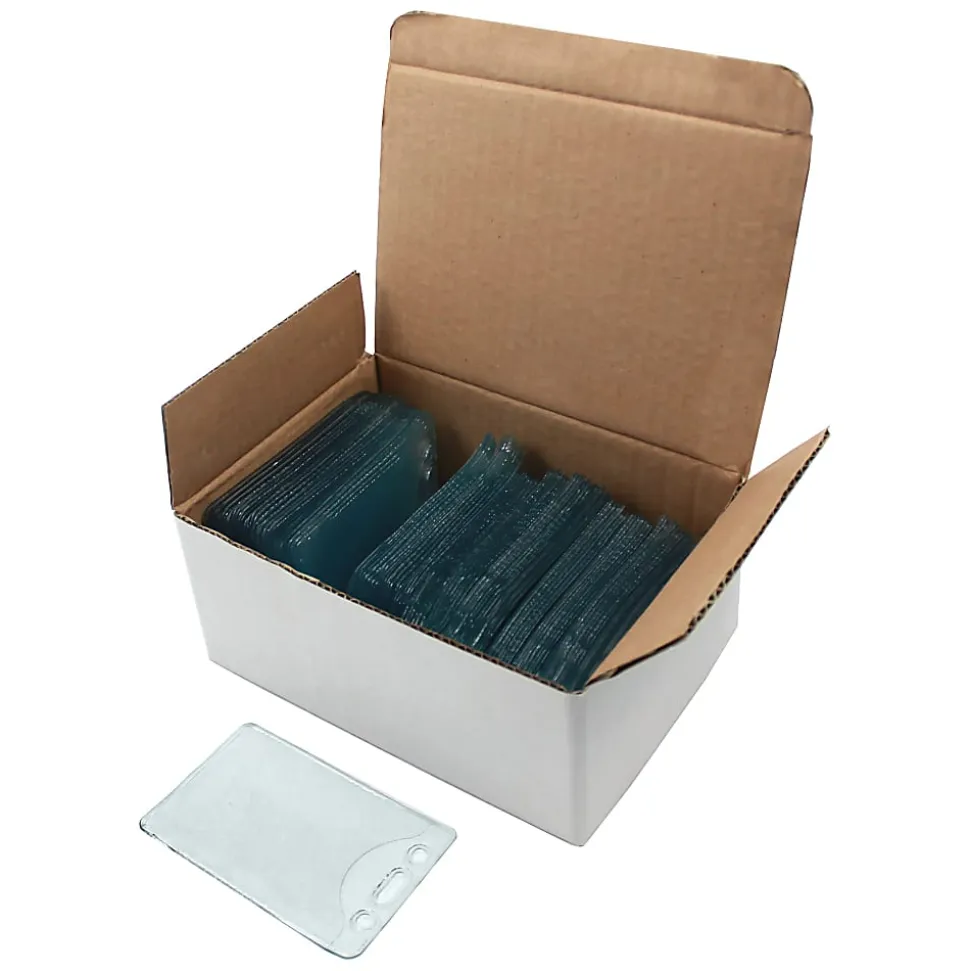 C-Line® Vinyl Vertical ID Badge Holders, 2 3/8" x 3 3/8", Clear, Pack Of 100