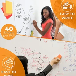 Clingers® Cling-rite® Dry-Erase Sheet Economy Roll, 20" x 100', White