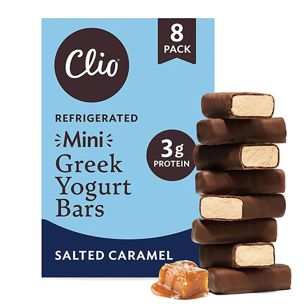 Clio Snacks Salted Caramel Mini Greek Yogurt Bars, 0.78 Oz, Total Qty 48